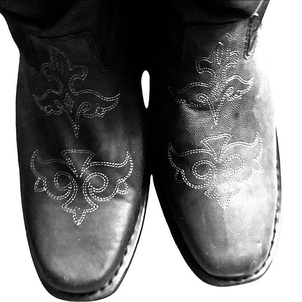 Western Boots Women Size 8 Black Excellent Leather Embroidered Mid Calf - Picture 2 of 7